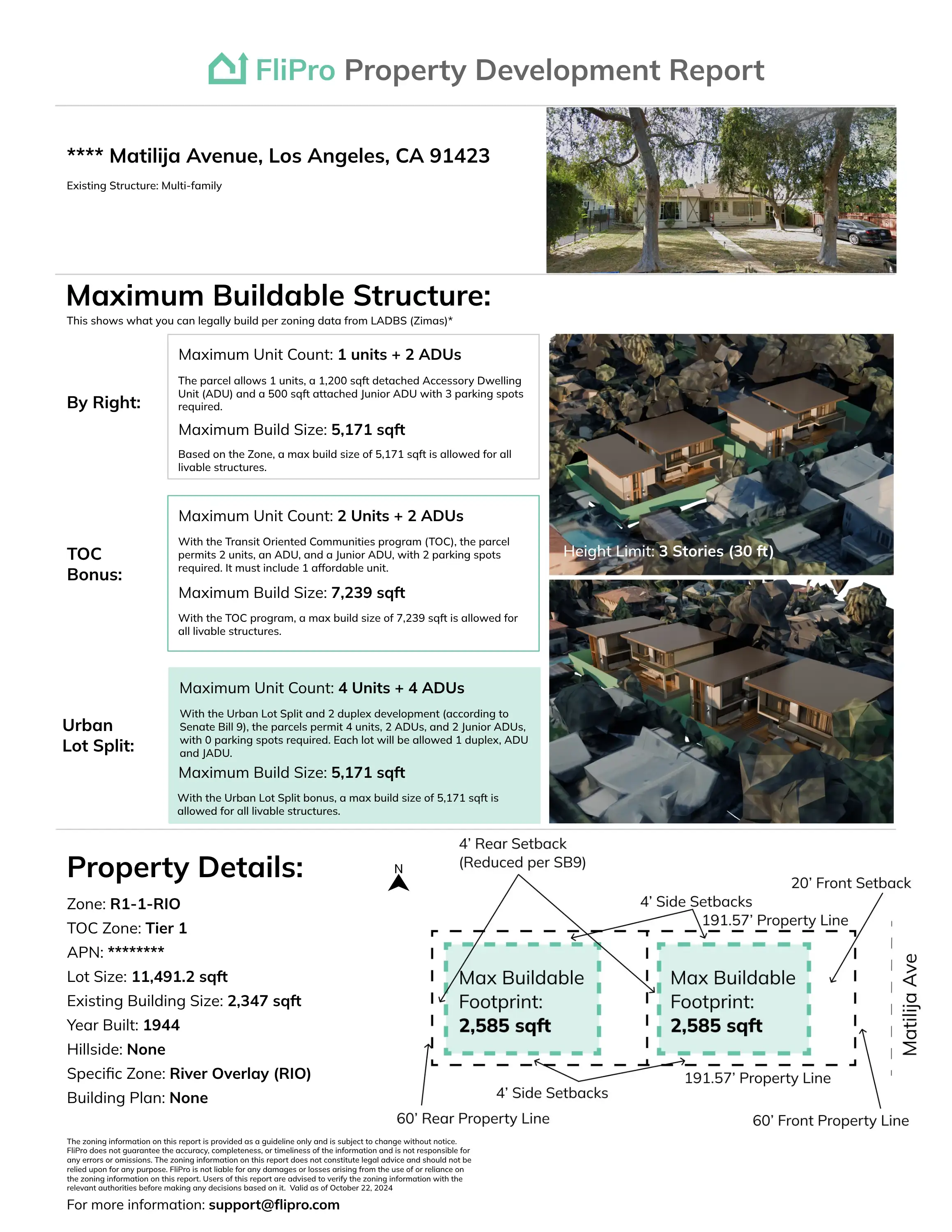 Sample report — Summary & Zoning